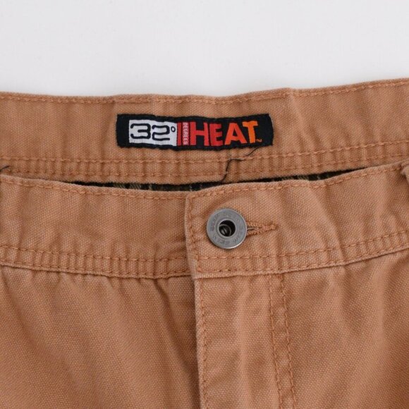 32 Degrees Heat Tan Heavyweight Cotton Lined Carpenter Dungarees Pants 38X32 - Picture 9 of 14
